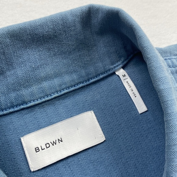 BLDWN Druid Woven Striped Collared Long Sleeve Button Up Jacket (Vintage Indigo) - Picture 14 of 16